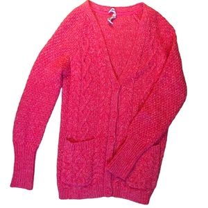 Aeropostale S Pink Cable Knit Cardigan Sweater